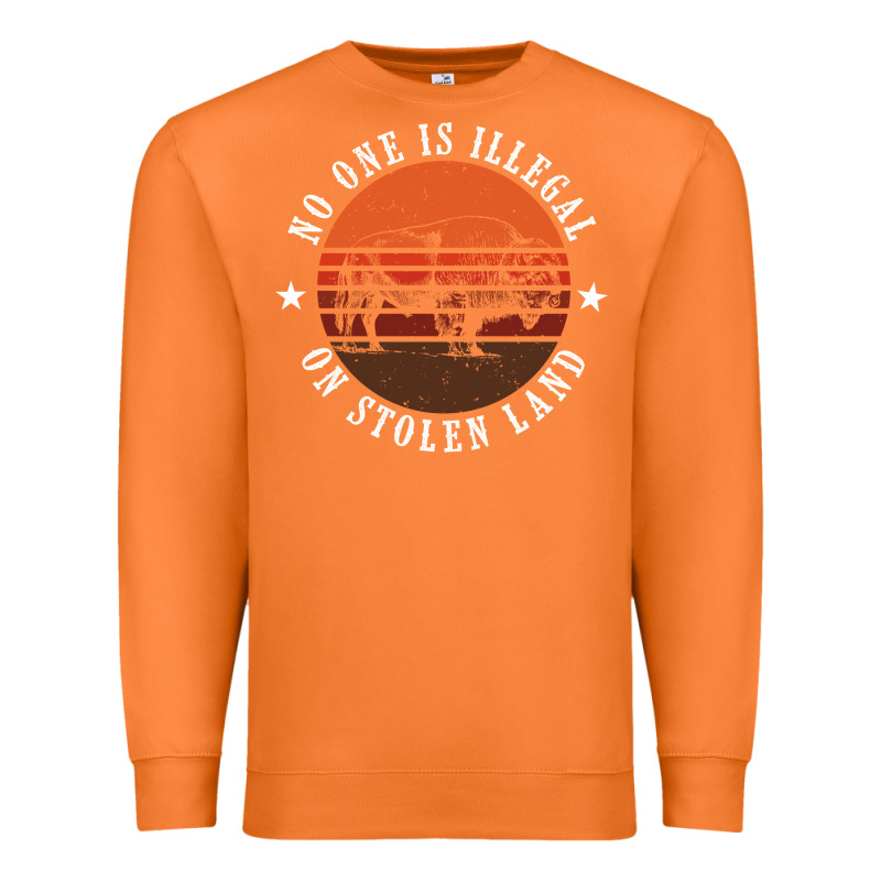 No One Is Illegal On Stolen Land 4th Of July Bison Premium Sweatshirt by linhVisuals | Teevron