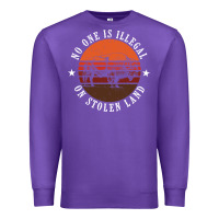 Purple no one is illegal on stolen land 4th of july bison Premium Sweatshirt - linhVisuals