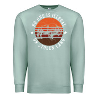 Seafoam no one is illegal on stolen land 4th of july bison Premium Sweatshirt - linhVisuals