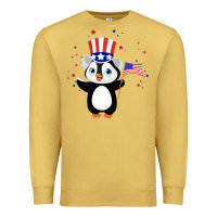 Antique Gold penguin american 4th of july penguin american flag Premium Sweatshirt - linhVisuals