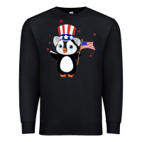 Black penguin american 4th of july penguin american flag Premium Sweatshirt - linhVisuals