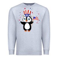 Heather Grey penguin american 4th of july penguin american flag Premium Sweatshirt - linhVisuals