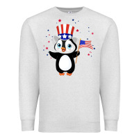 Oatmeal Heather penguin american 4th of july penguin american flag Premium Sweatshirt - linhVisuals