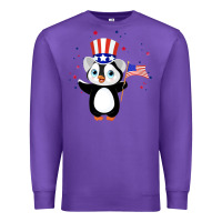 Purple penguin american 4th of july penguin american flag Premium Sweatshirt - linhVisuals
