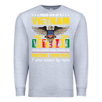 Heather Grey proud vietnam veteran son gifts raised by my hero veteran day Premium Sweatshirt - linhVisuals