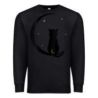 Black womens double moon cat Premium Sweatshirt - linhVisuals