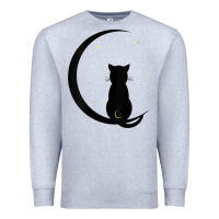 Heather Grey womens double moon cat Premium Sweatshirt - linhVisuals