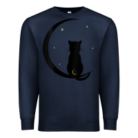 Navy womens double moon cat Premium Sweatshirt - linhVisuals