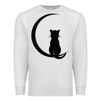 Oatmeal Heather womens double moon cat Premium Sweatshirt - linhVisuals