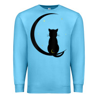 Ocean Blue womens double moon cat Premium Sweatshirt - linhVisuals