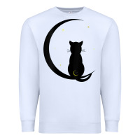 White womens double moon cat Premium Sweatshirt - linhVisuals