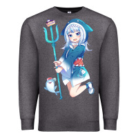 Charcoal Heather Gawr Gura Premium Sweatshirt - linhVisuals