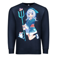 Navy Gawr Gura Premium Sweatshirt - linhVisuals