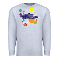 Heather Grey retro graphic design   frank lloyd wright Premium Sweatshirt - linhVisuals