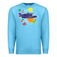 Ocean Blue retro graphic design   frank lloyd wright Premium Sweatshirt - linhVisuals