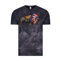 Cloud Black american bison with indian headdress Vintage Tee - RanaPortraitStore