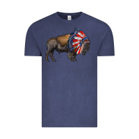 American Bison With Indian Headdress Vintage Tee | Teevron