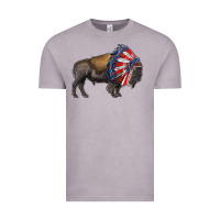 Vintage Zinc american bison with indian headdress Vintage Tee - RanaPortraitStore
