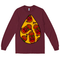 Burgundy african masks teardrop  5 Long Sleeve Tee - BundleAndBundleShop