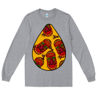 Heather Grey african masks teardrop  5 Long Sleeve Tee - BundleAndBundleShop