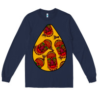Navy african masks teardrop  5 Long Sleeve Tee - BundleAndBundleShop