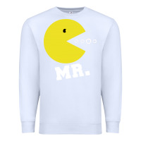 White Mr Pacman Premium Sweatshirt - linhVisuals