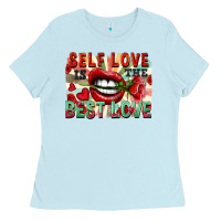 Baby Blue Self love is the best love Ladies Tee - FaDigitalArtStudio