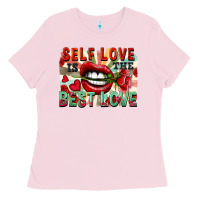 Bubblegum Pink Self love is the best love Ladies Tee - FaDigitalArtStudio