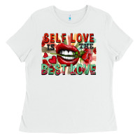 White Self love is the best love Ladies Tee - FaDigitalArtStudio