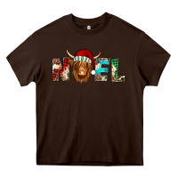 Chocolate Brown noel long haired shaggy cow Heavy Core Tee - Jasminsmagicworld