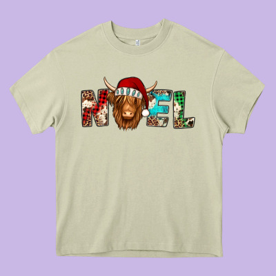 Noel Long Haired Shaggy Cow Heavy Core Tee Designed By Jasminsmagicworld