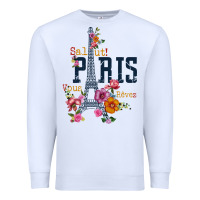 White PARIS Premium Sweatshirt - linhVisuals