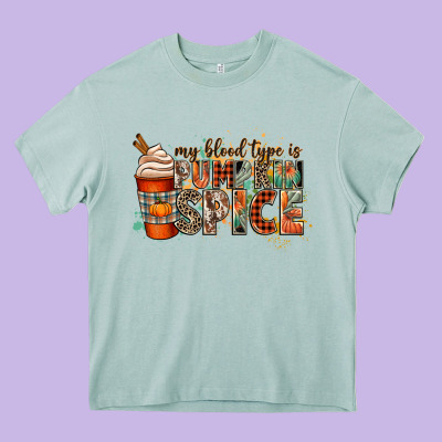 My Blood Type Is Pumpkin Spice Heavy Core Tee Designed By Cowgirlartshop