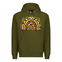Army Green sunflower sports rainbow Premium Hoodie - RacoonDesign