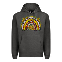 Charcoal Heather sunflower sports rainbow Premium Hoodie - RacoonDesign