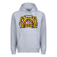 Heather Grey sunflower sports rainbow Premium Hoodie - RacoonDesign