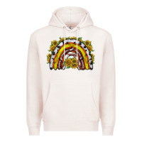 Pale Pink sunflower sports rainbow Premium Hoodie - RacoonDesign