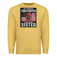 Antique Gold my favorite firefighter calls me sister. Premium Sweatshirt - linhVisuals