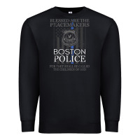 Black boston police shirt saint michael police officer prayer Premium Sweatshirt - linhVisuals