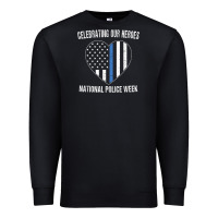 Black national police week shirt vintage blue line american flag Premium Sweatshirt - linhVisuals