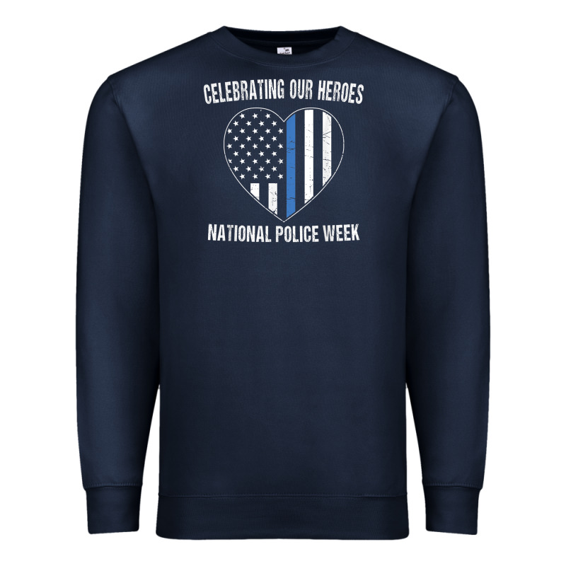National Police Week Shirt Vintage Blue Line American Flag Premium Sweatshirt by linhVisuals | Teevron