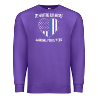 Purple national police week shirt vintage blue line american flag Premium Sweatshirt - linhVisuals