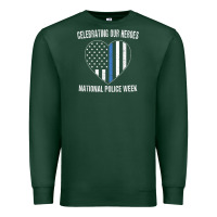 Sports Green national police week shirt vintage blue line american flag Premium Sweatshirt - linhVisuals
