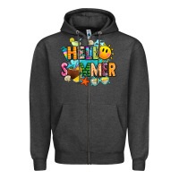 Charcoal Heather hello summer Zipper Hoodie - JahusDesignShop