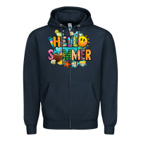 Navy hello summer Zipper Hoodie - JahusDesignShop