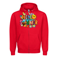 Red hello summer Zipper Hoodie - JahusDesignShop