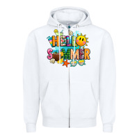 White hello summer Zipper Hoodie - JahusDesignShop