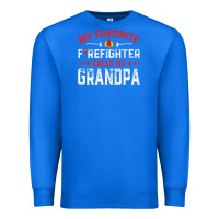 True Royal mens father's day my favorite firefighter calls me grandpa premium Premium Sweatshirt - linhVisuals