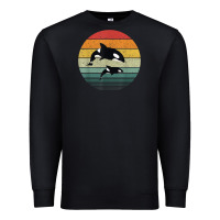 Black orca family vintage retro art, killer whale family Premium Sweatshirt - linhVisuals