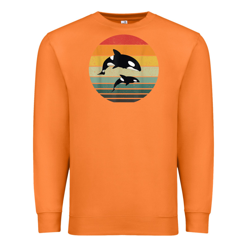 Orca Family Vintage Retro Art, Killer Whale Family Premium Sweatshirt by linhVisuals | Teevron